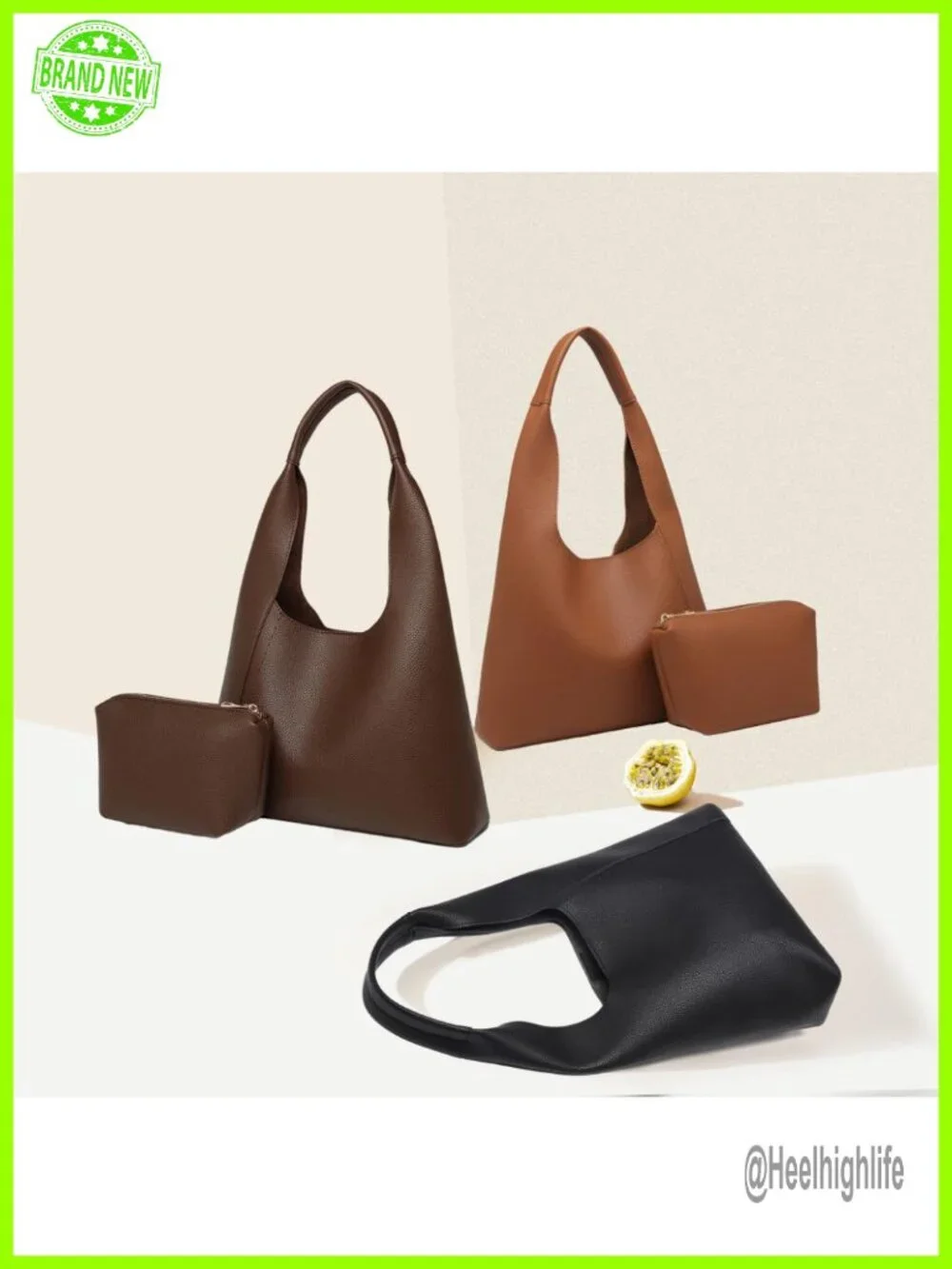 Vegan Leather Slouchy Hobo Tote Bag Shoulder Handbag Large Capacity